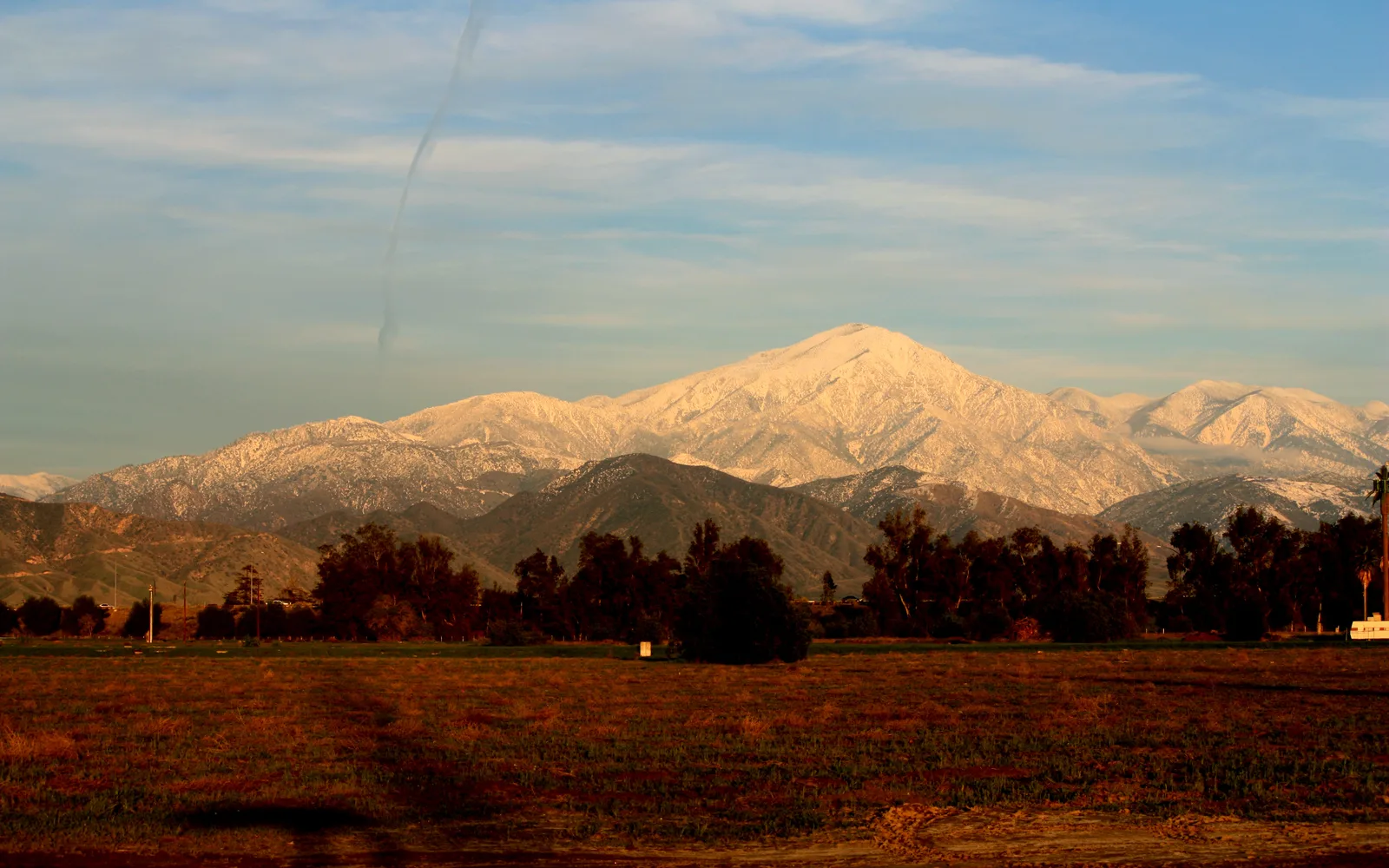 Distant view of San Bernardino Mountains with visible elevation and mountain peaks